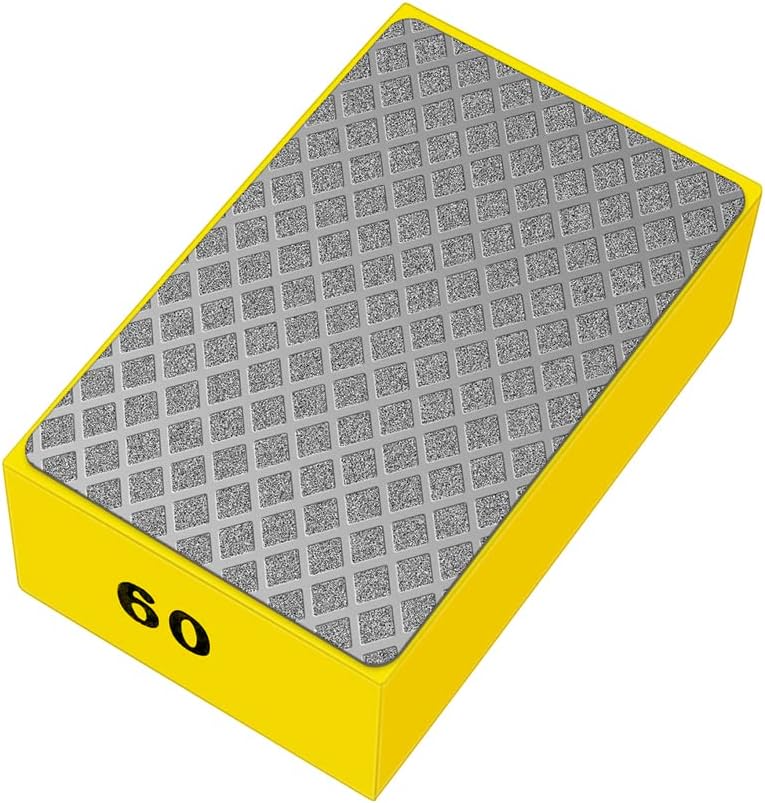 1 Pcs Diamond Hand Pad Sanding Block Sharp Glass Grinding Polishing Pad Sanding Block Foam Backing Hand-Held Sanding Block for Sanding Polishing Marble Tile Ceramics (60#)
