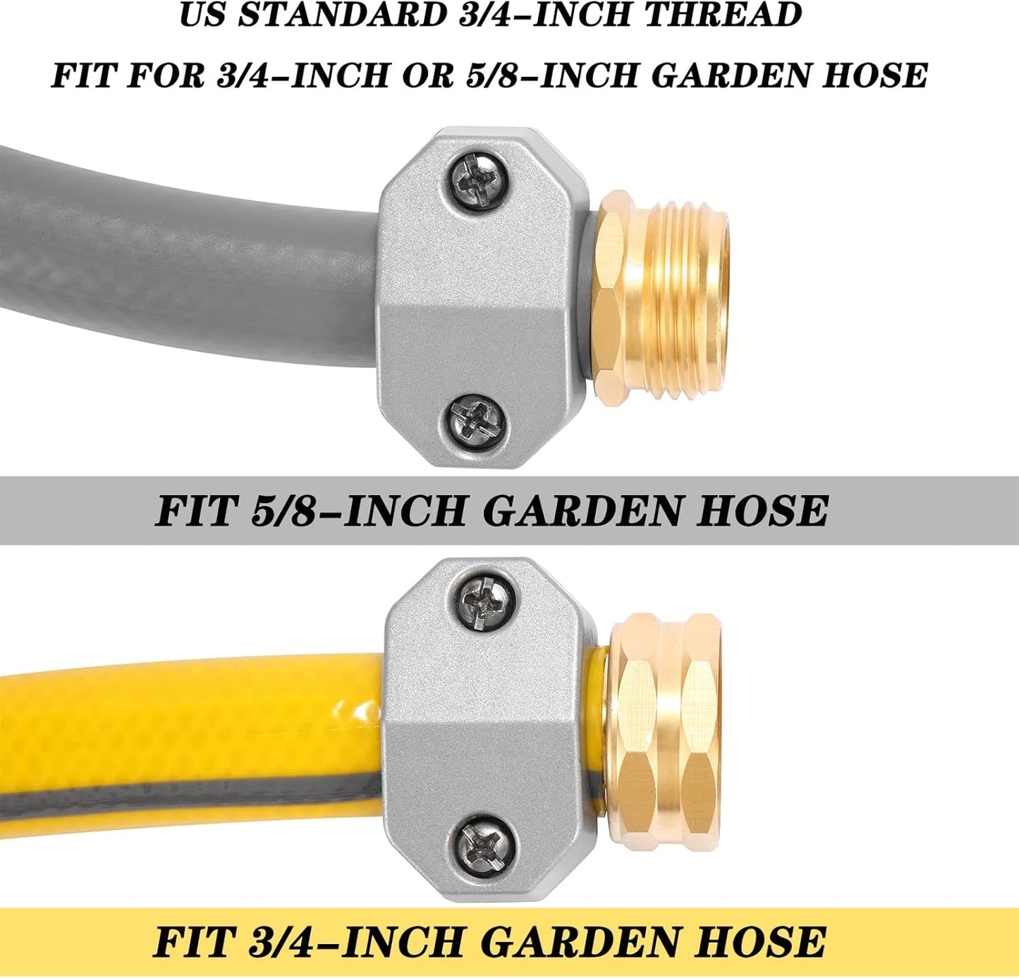Male and Female Coupling, Fits All 5/8-Inch and 3/4-Inch Garden Hose