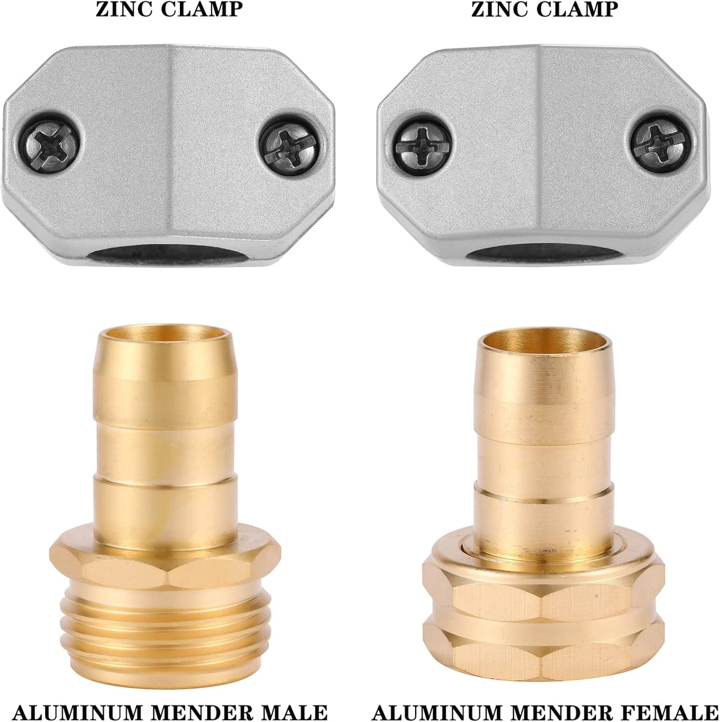Male and Female Coupling, Fits All 5/8-Inch and 3/4-Inch Garden Hose