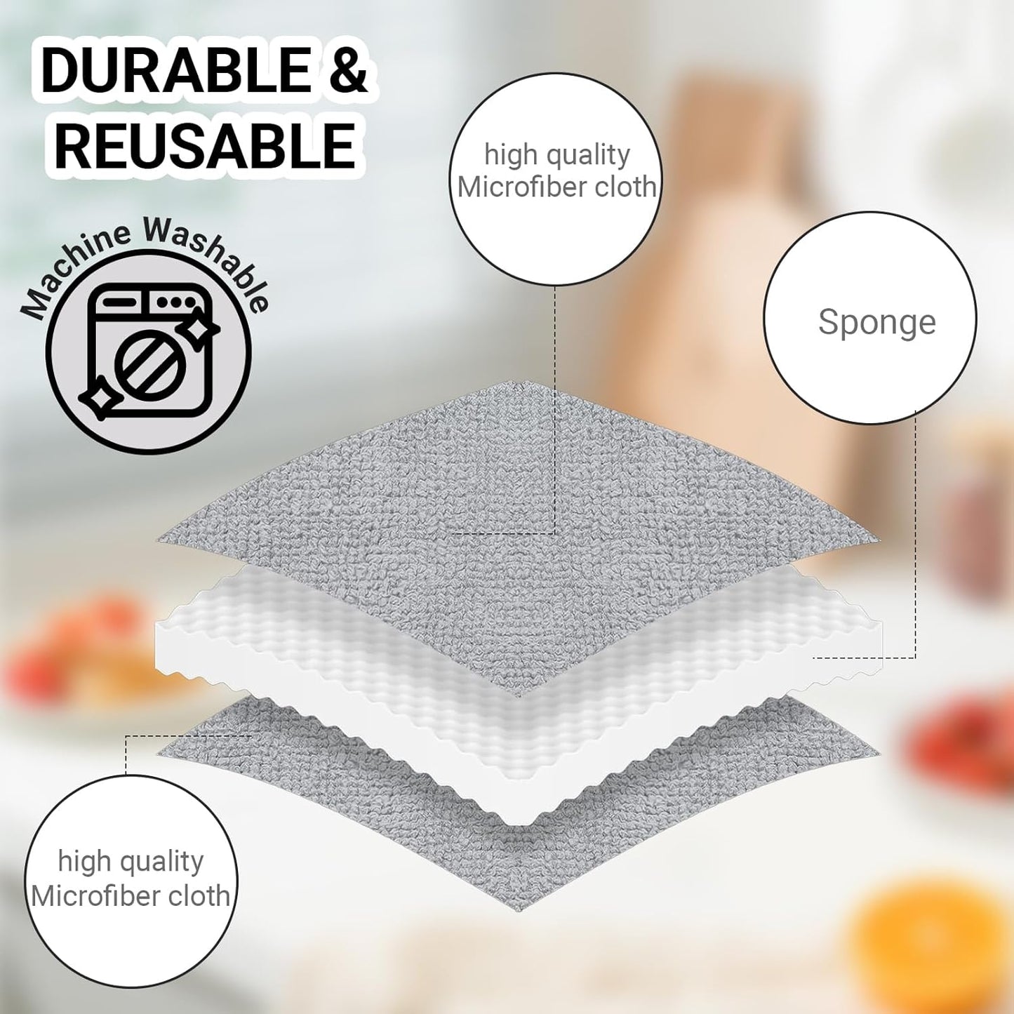 6Pcs 5'' Wax & Oil Applicator Pads - Reusable Microfiber Cleaning Pad - Scratch-Free Sponge Pads for Cutting Board Maintenance, Versatile Home Polishing - Machine Washable for Long-Term Use