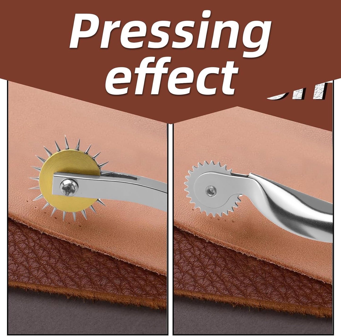 Tracing Wheel 2PCS Professional Stitch Marking Spacer 4mm and 2mm Leather Needle Point Tracing Wheels with Wooden Handle for Arts and Leather Crafts