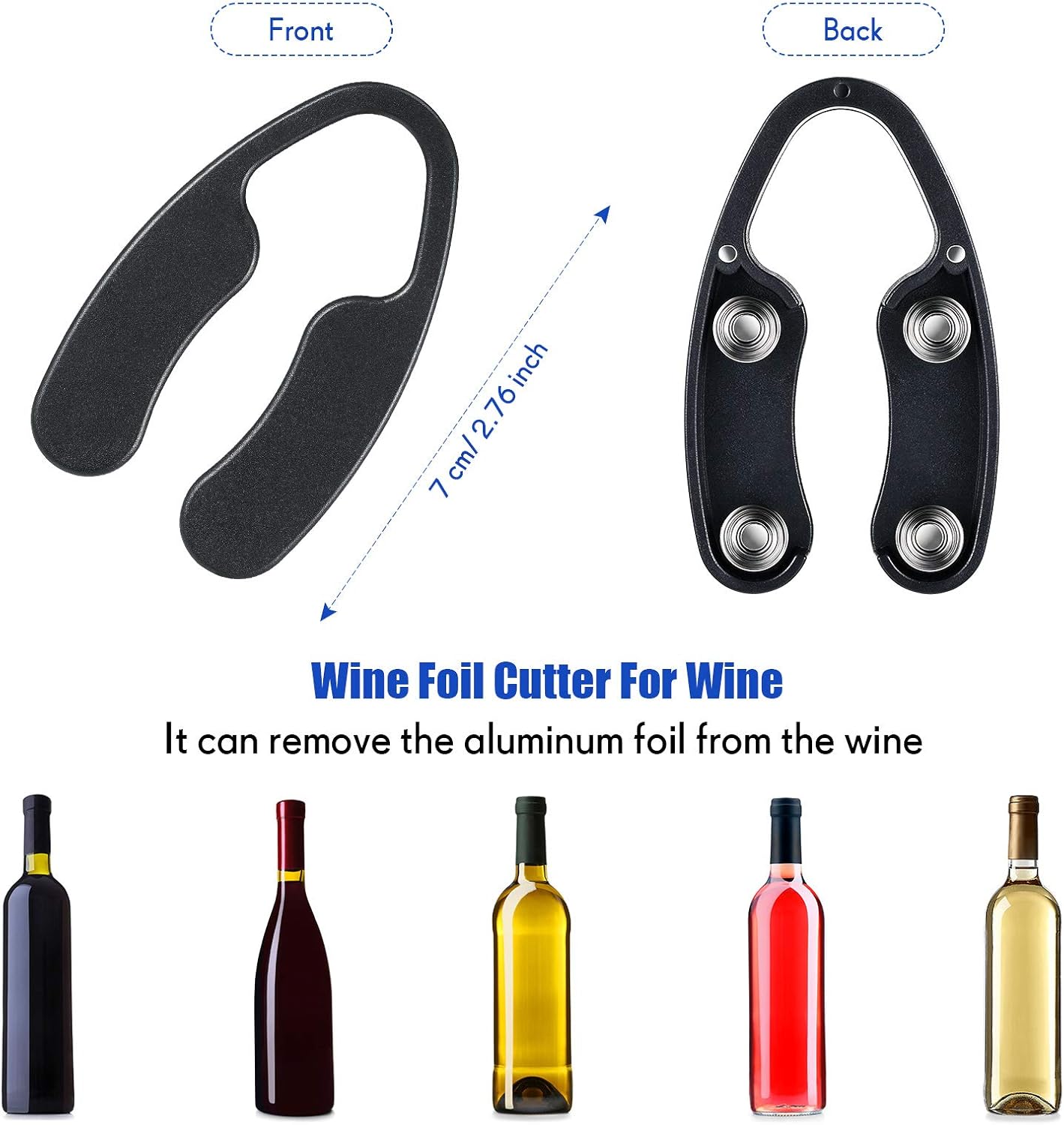 Foil Cutter for Wine Bottles Magnetic Black Wine Foil Tools Stainless Steel ABS Cutters Bottle Opener Top Removes Effortlessly Design for Outdoor Indoor Parties Daily Application Accessory