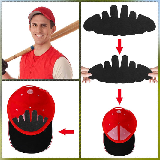 8PCS Baseball Caps Inserts - Flexible Hat Sweat Liner - Washable & Reusable Felt Hat Liners -Sweat Protection Hat Shaper Insert Stiffener - Supports Brim & Crown Black