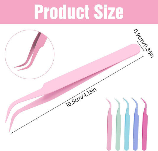 5PCS Lash Extension Tweezers,Stainless Steel Lash Applicator Tools Multipurpose Tweezers for Intricate Projects Scrapbooking Cardmaking Stickers Isolation Nail Art DIY Craft Projects