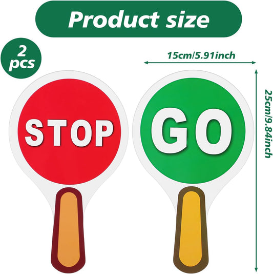 2Pcs Stop and Go Sign with Handle,Mini Stop Sign Double Sided for Guiding Teaching Traffic Safety
