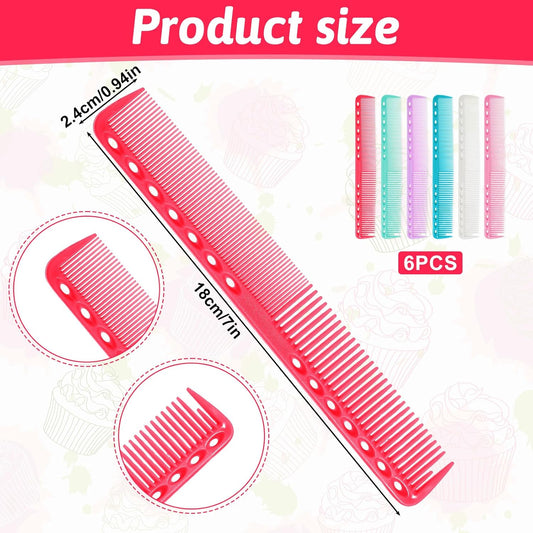 6 Pcs Barber Comb 7" Carbon Hair Cutting Combs Styling Anti Static and Heat Resistant Fine Tooth Comb All Purpose Professional Clipper Combs for Man and Woman Hairdressing Pack for Salon and Home