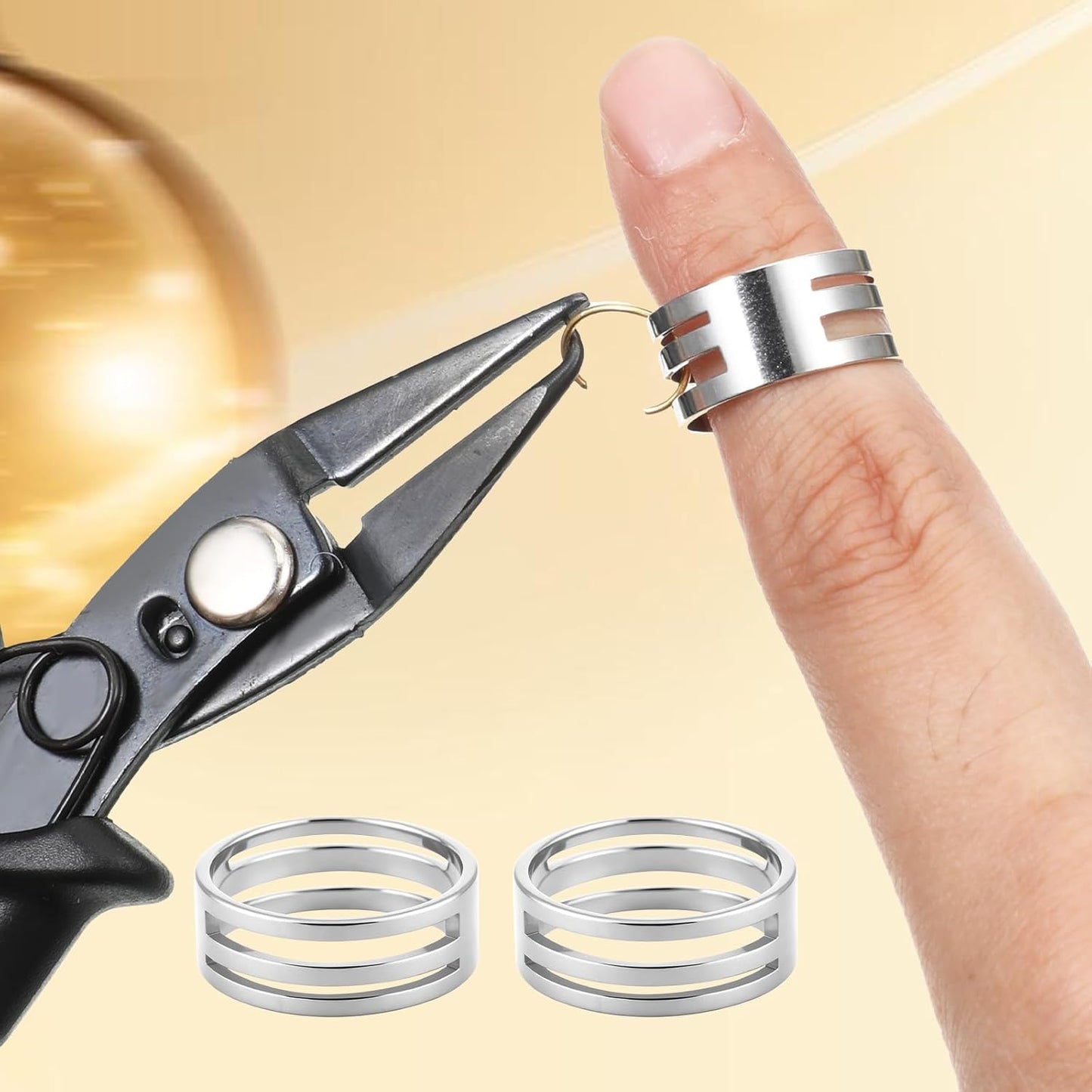 Jump Ring Pliers with Jump Ring Opener Finger Tools with Split Rings Plier, Rings Pliers & Jumps Tool for Jewelry Plier Tool, Stainless Steel Crimping Tools for Jewelry Making Circle