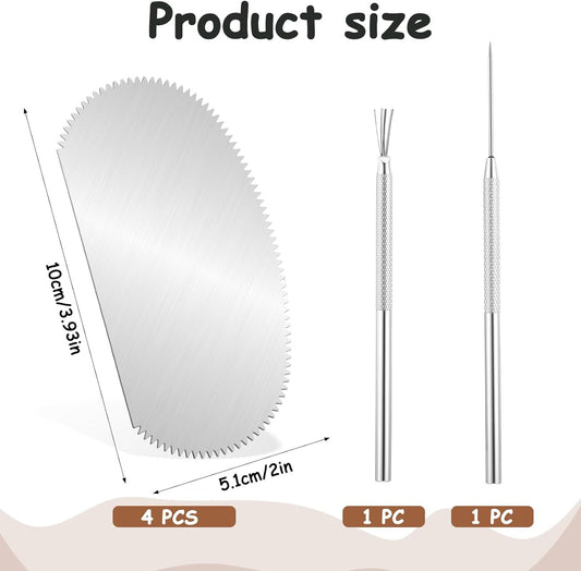 6 PCS Pottery Ribs Clay Sculpting Tools Stainless Steel Scraper Clay Ribs Serrated Sculpture Cutter Ceramics Sculpting Needle Wire Texture Tools Kits for Texturing Modeling Carving