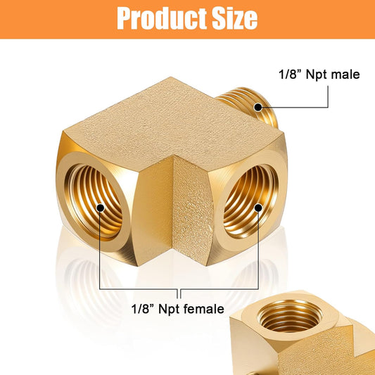 2 Pcs 1/8'' Npt Tee Barstock Street Tee Fittings 1/8" NPT Female Pipe to 1/8" Male Pipe to Female Pipes Fitting Metals Brass Barstock Street Pipes Hose Fitting