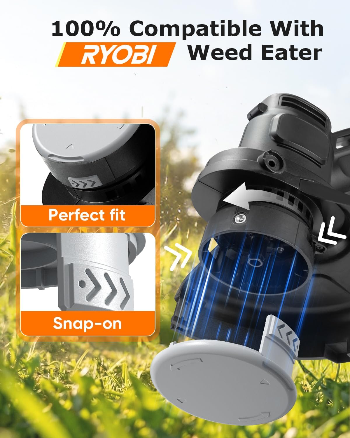 4 Pack AC14HCA Replacement Spool Cap Compatible with Ryobi Weed Wacker, Weed Eater Covers Parts Fit for Ryobi One+ 18V, 24V, 40V Cordless String Trimmers