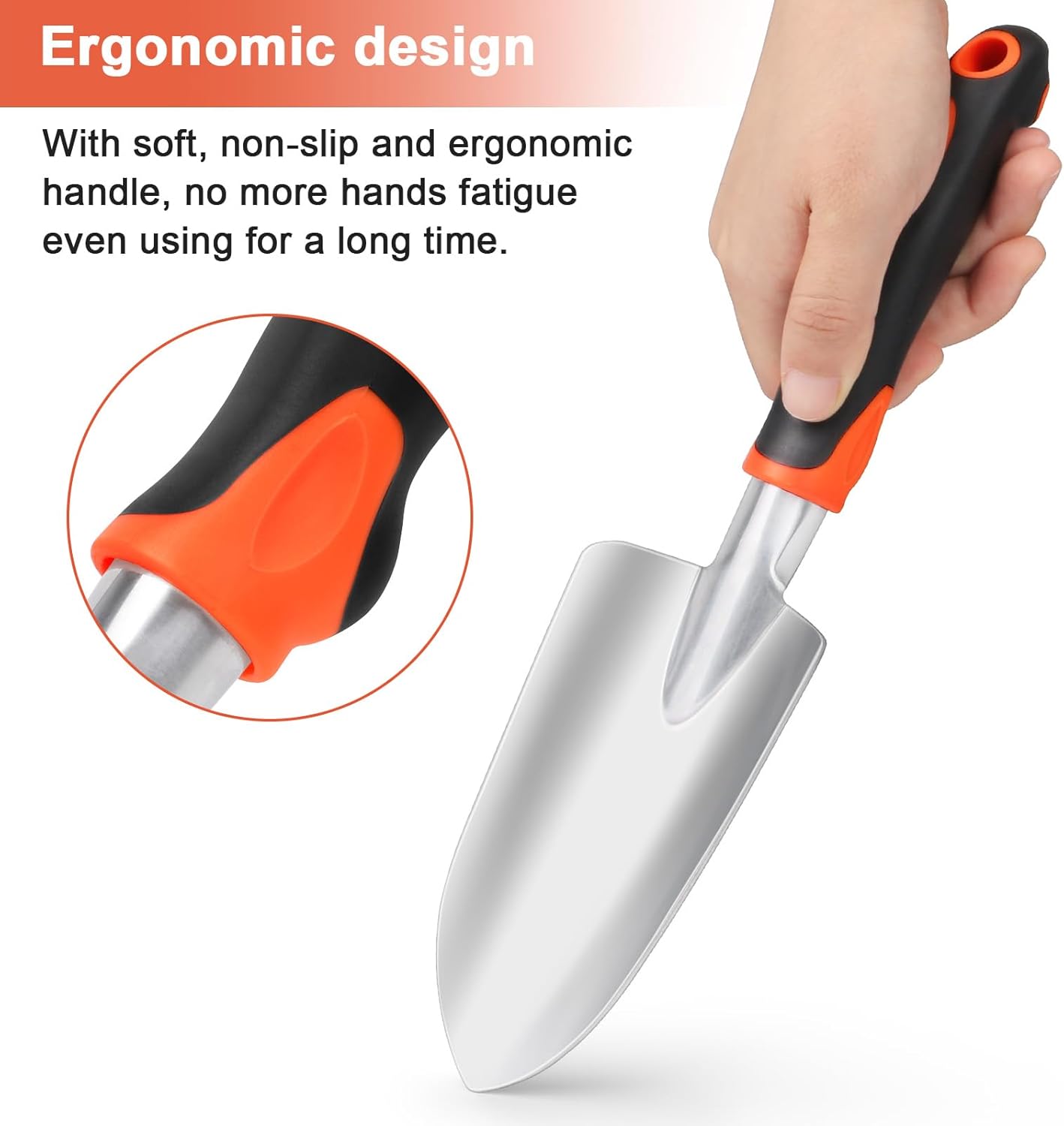 Garden Shovel Garden Hand Trowel, Heavy Duty Hand Shovel with Ergonomic Handle + Garden Shovel Trowel Garden Tool with Measurement Mark, Heavy Duty Gardening Shovel Hand Tools