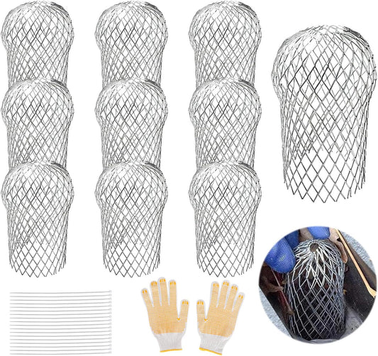 10Pcs Gutter Downspout Guards 3.5 Inch Aluminum Leaf Filter Strainer Expandable Gutter Downspout Protector for Preventing Blockage Leaves Debris