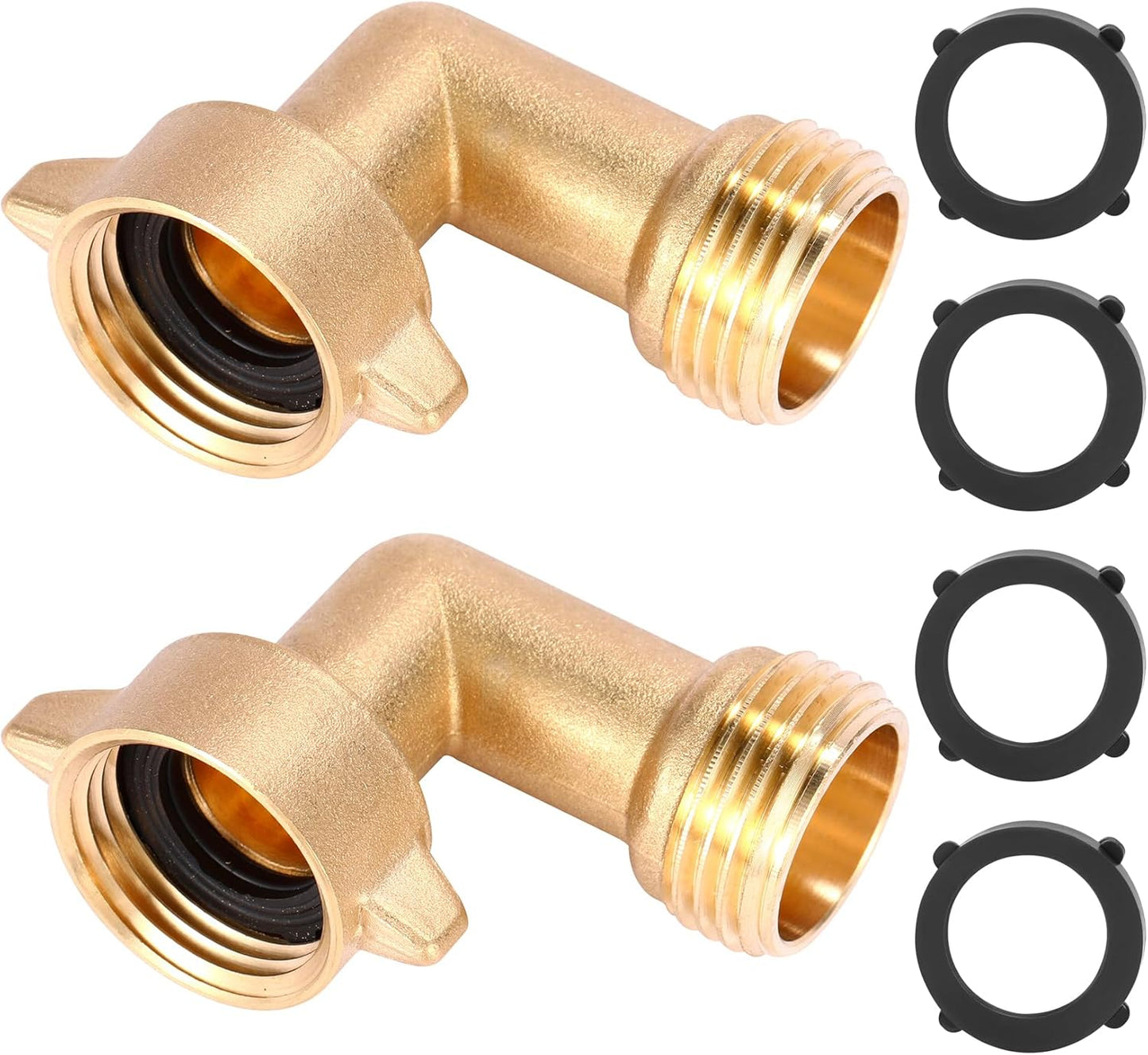 Garden Hose Elbow Connector 90 Degree, 3/4" Heavy Duty Brass Adapter