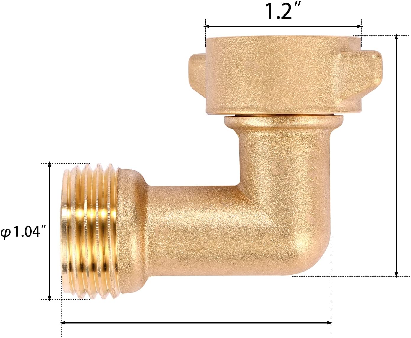 Garden Hose Elbow Connector 90 Degree, 3/4" Heavy Duty Brass Adapter