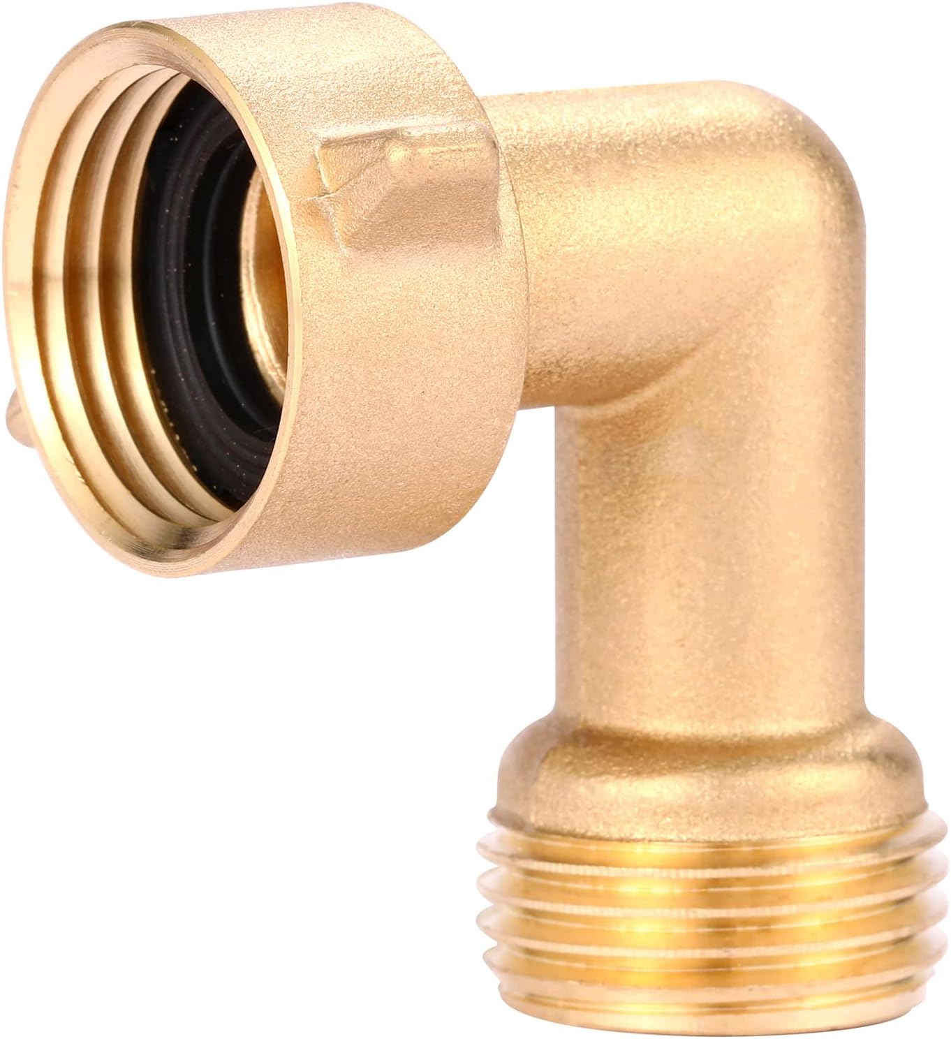 Garden Hose Elbow Connector 90 Degree, 3/4" Heavy Duty Brass Adapter