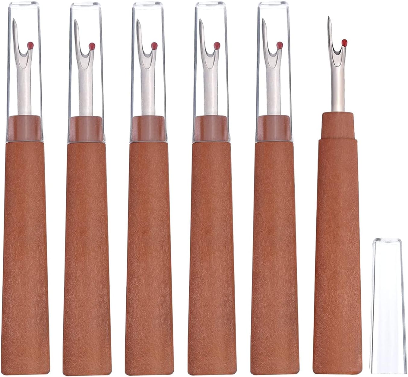 Seam Ripper 6pcs Wooden Style Plastic Thread Cutter Stitch Remover