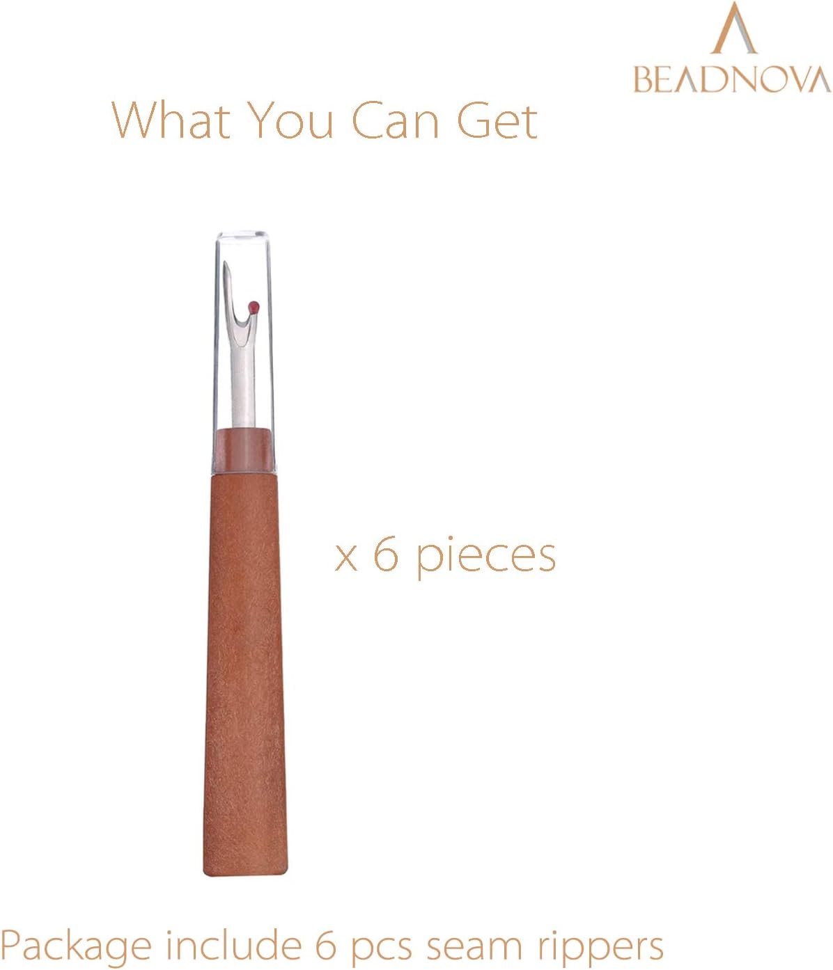 Seam Ripper 6pcs Wooden Style Plastic Thread Cutter Stitch Remover