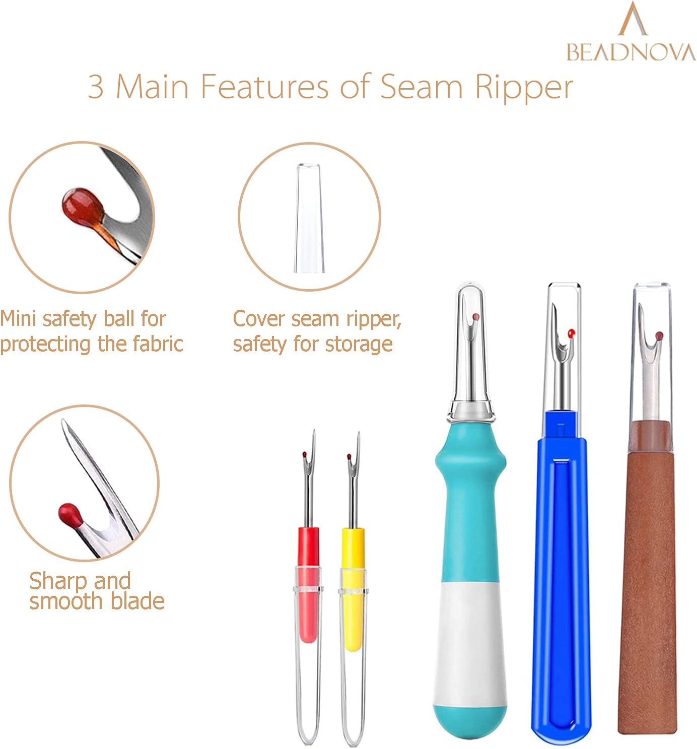 Seam Ripper 5pcs Plastic Thread Cutter Stitch Remover Large Thread Remover Stitch Eraser Tag Ripper for Clothes Crafting Embroidery (4 Styles)
