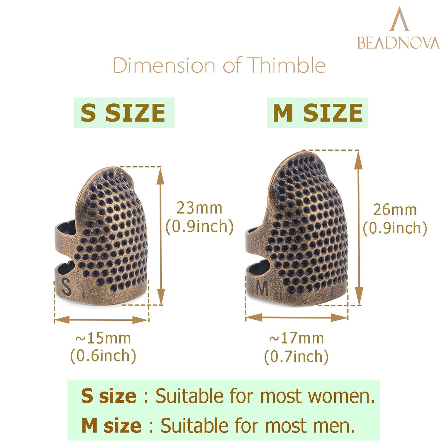 Thimbles for Hand Sewing Thimble Finger Protectors for Sewing Accessories and Tools Thimbles for Hand Quilting Knitting Hand Embroidery Sewing Finger Protector (Sizes S and M, 4 Pcs)