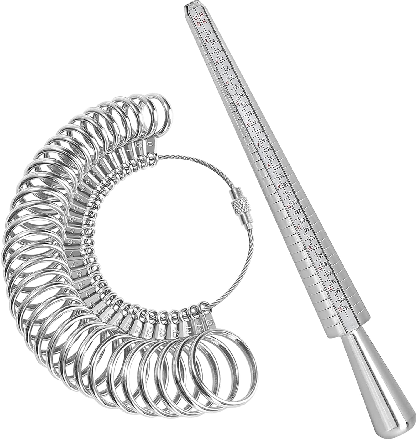 Ring Sizer Tool Including Ring Mandrel & Ring Sizer Guage, 4 Sizes Ring