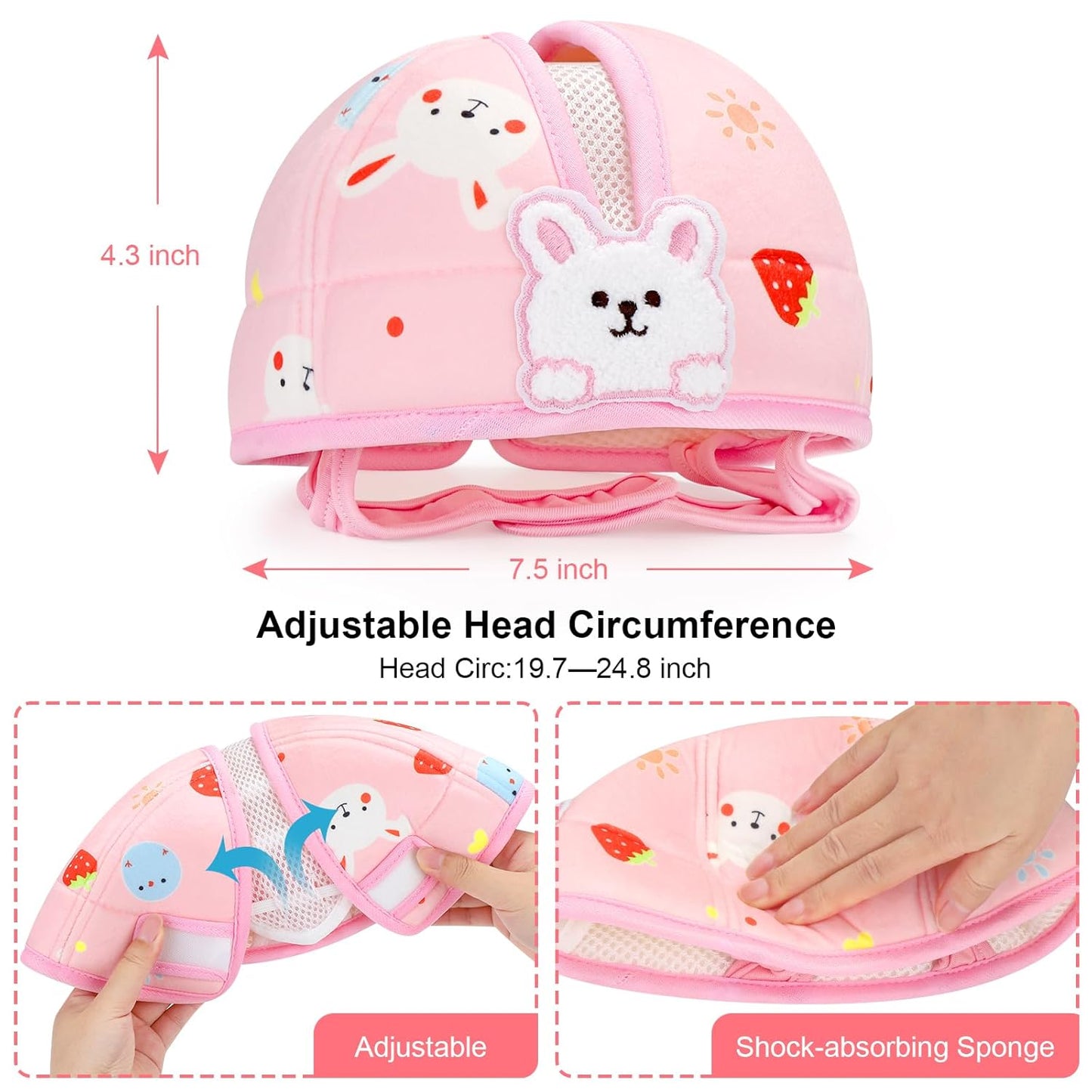 Baby Head Protector, Cute Baby Safety Helmet for Crawling Walking