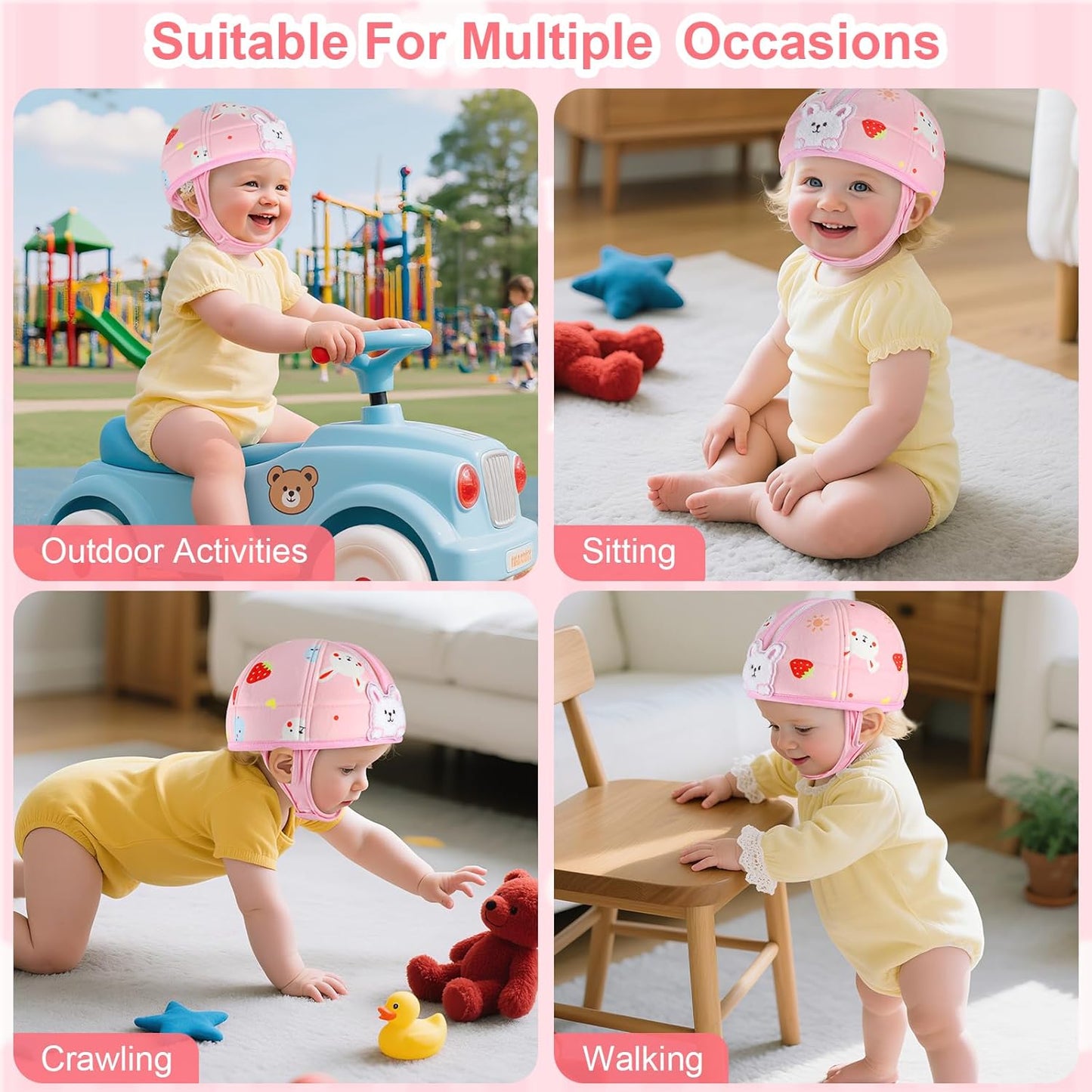 Baby Head Protector, Cute Baby Safety Helmet for Crawling Walking