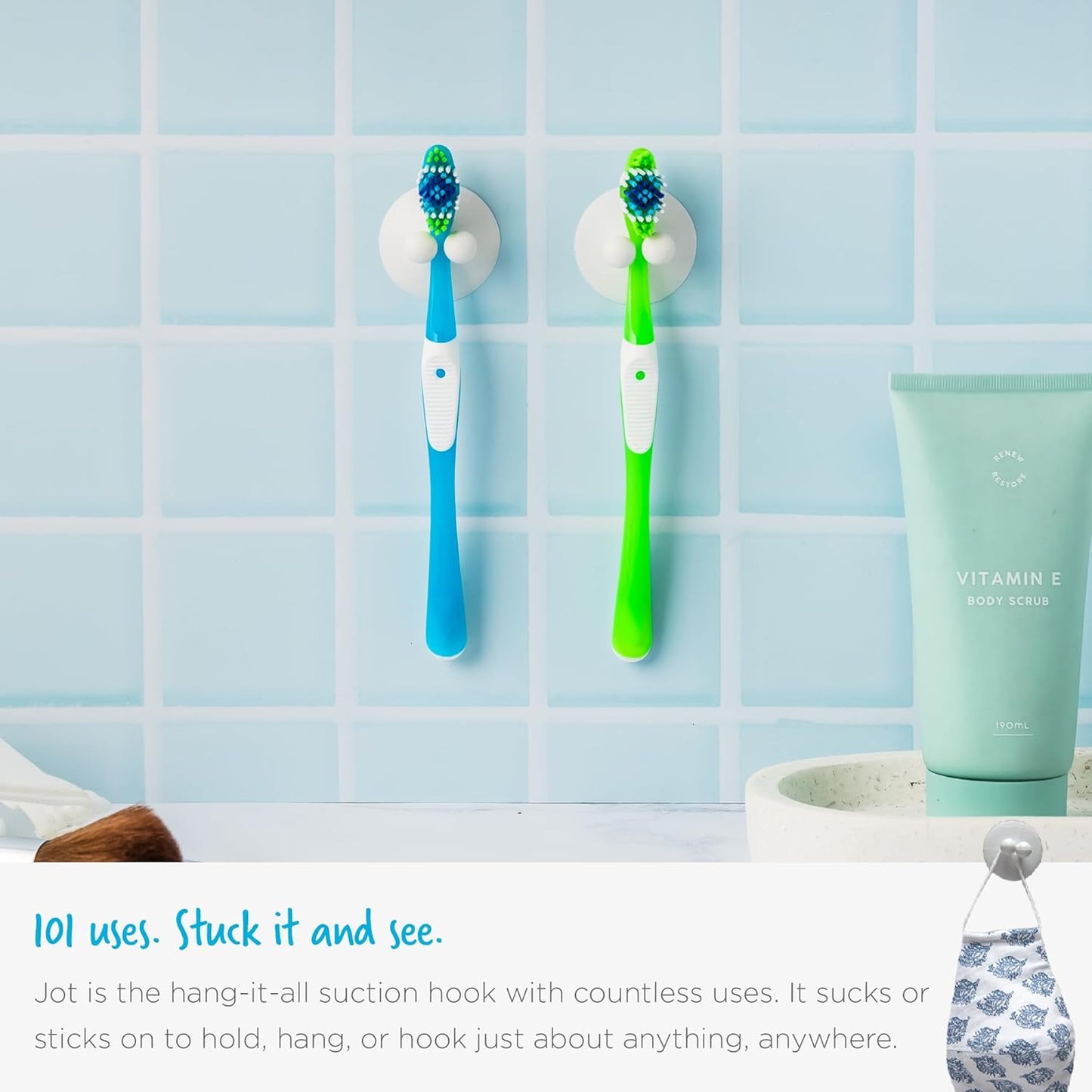 Jot Super Strong, Everyday, Multi-Purpose PVC Suction Hooks & Holders
