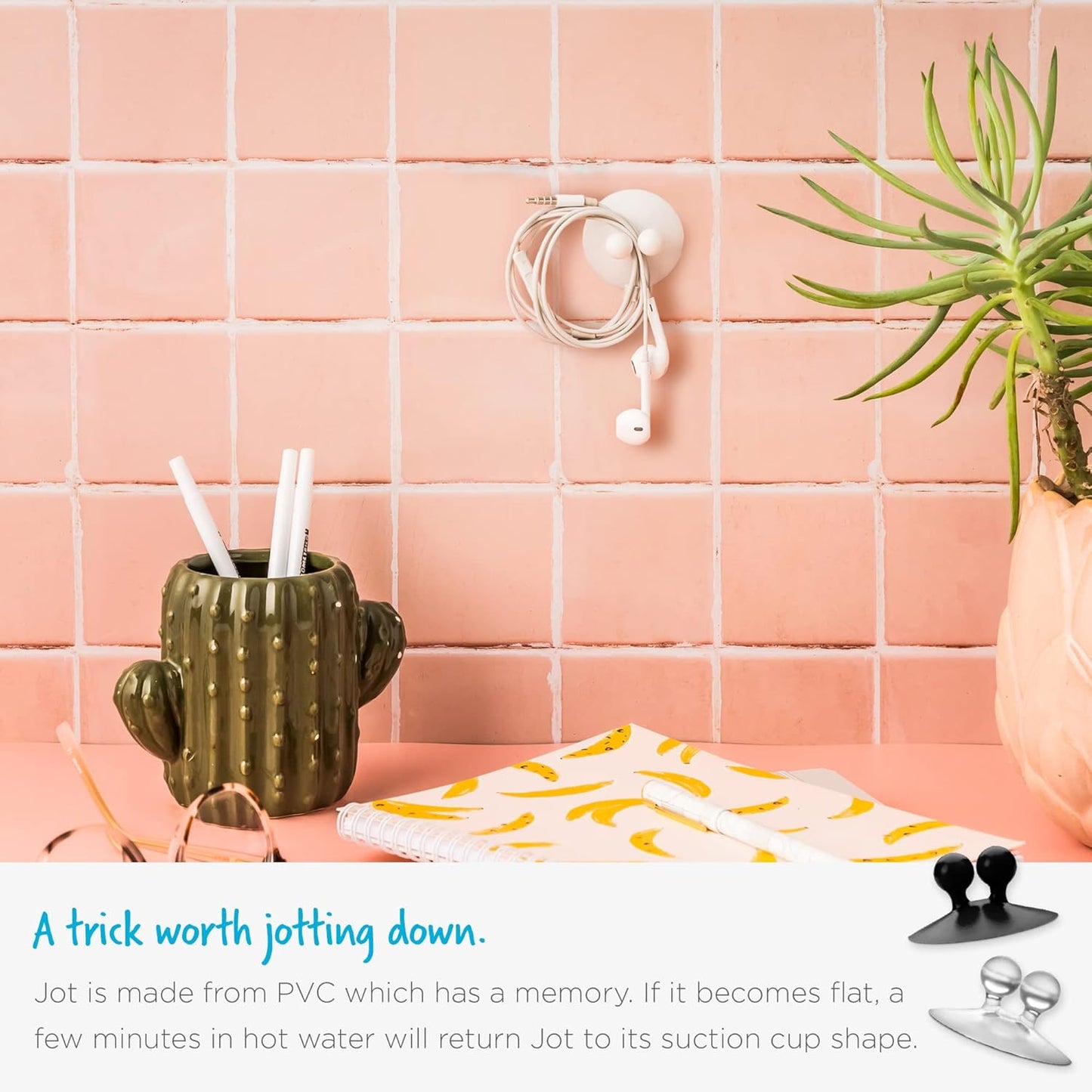 Jot Super Strong, Everyday, Multi-Purpose PVC Suction Hooks & Holders