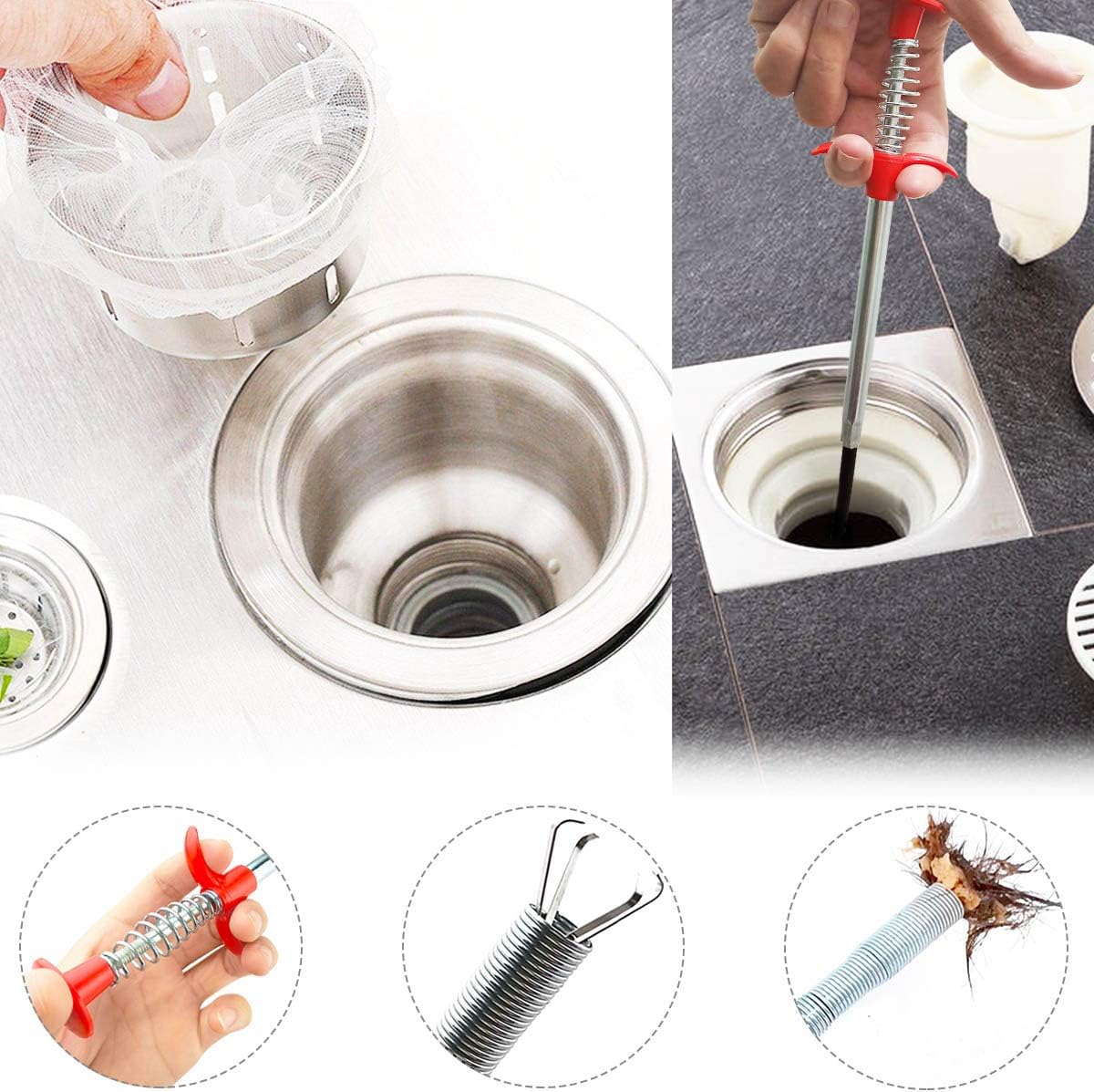 Plumbing Grabber Sink Grabber Flexible Claw Pickup Tool for Litter Pick, Drains, Home Sink, Toilet & Clean Dryer Vents (24inch)