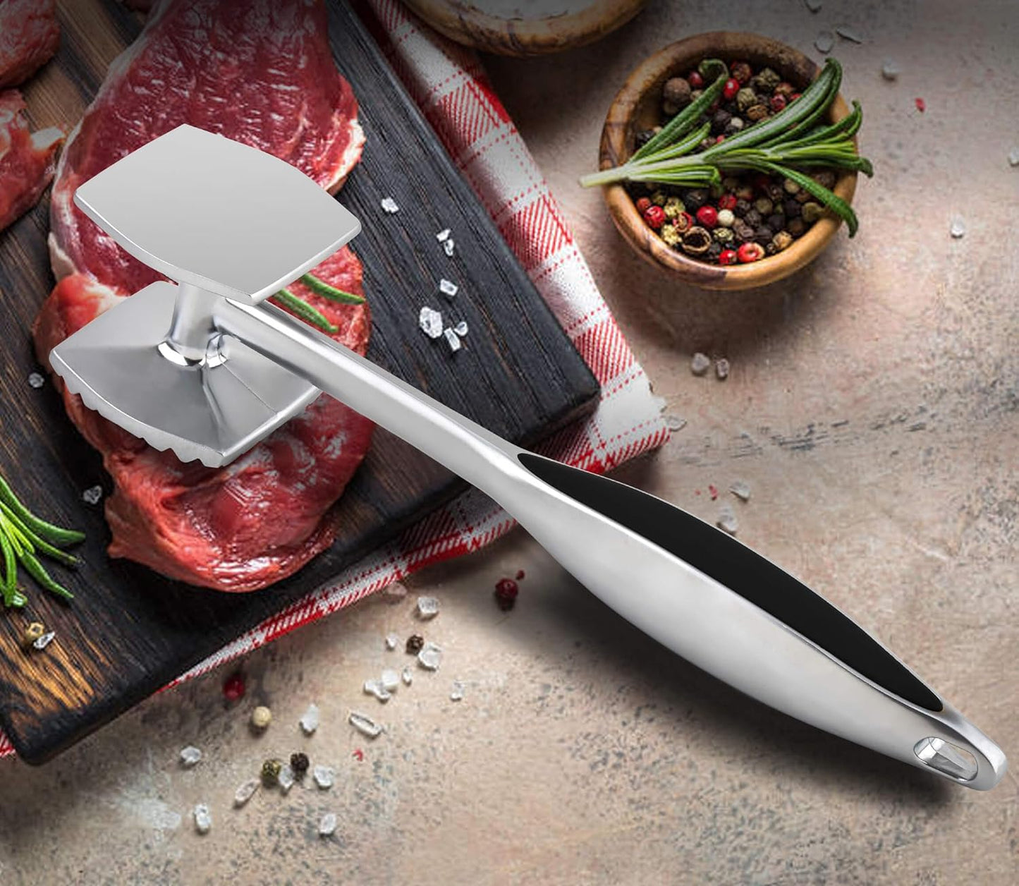 Meat Tenderizer Hammer Tool Pounder For Tenderizing Steak Beef Poultry, Heavy Duty Dual-Sided Mallet with Soft Grip Handle - Multifunctional Kitchen Beater for Chicken,Fish, Baking