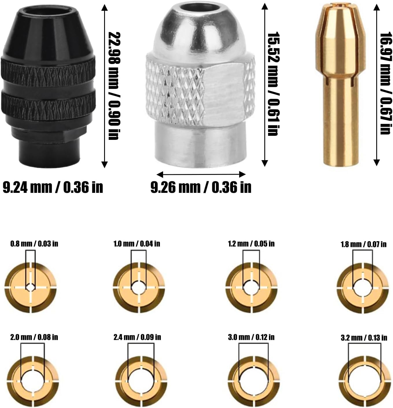 Drill Chuck Collet Set for Dremel with 4485 Brass Collet Set 4486 Keyless