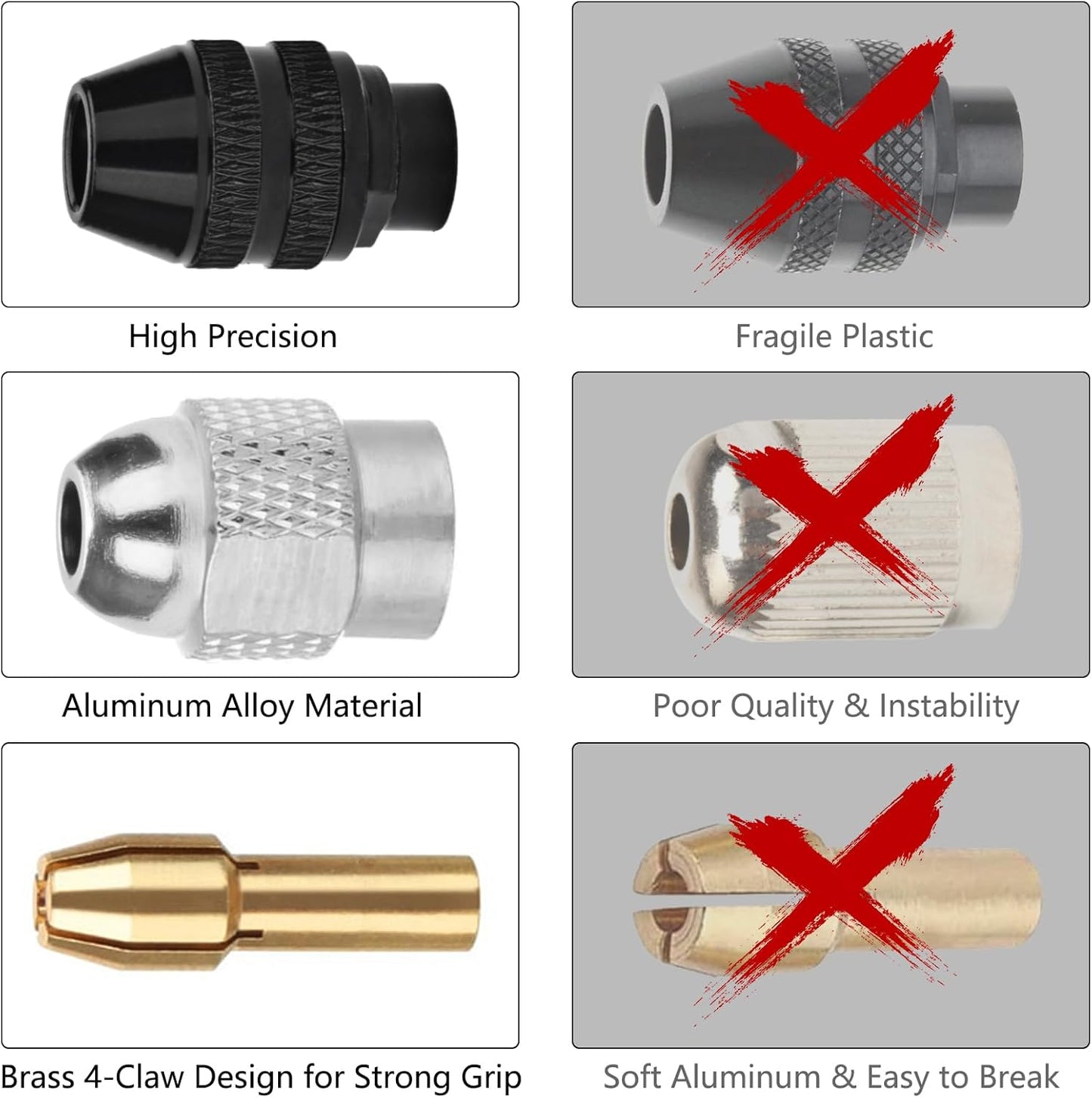 Drill Chuck Collet Set for Dremel with 4485 Brass Collet Set 4486 Keyless