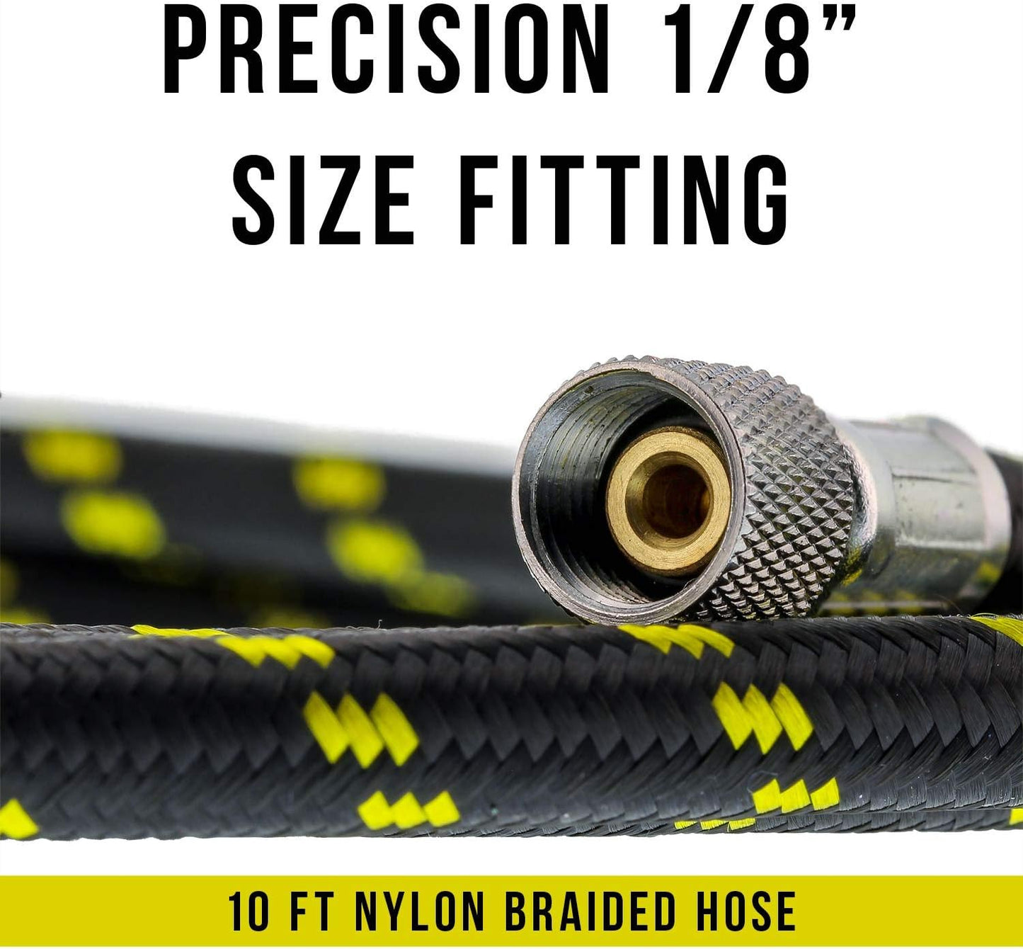 Premium 10 Foot Nylon Braided Airbrush Hose with Standard 1/8" Size
