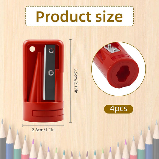 4 Pack Carpenter Pencil Sharpener, Manual Contractor Pencil Sharpener, Portable Woodworking Pencil Sharpeners Cutter Shaver Narrow Sharpening Tool for Woodworking Tool