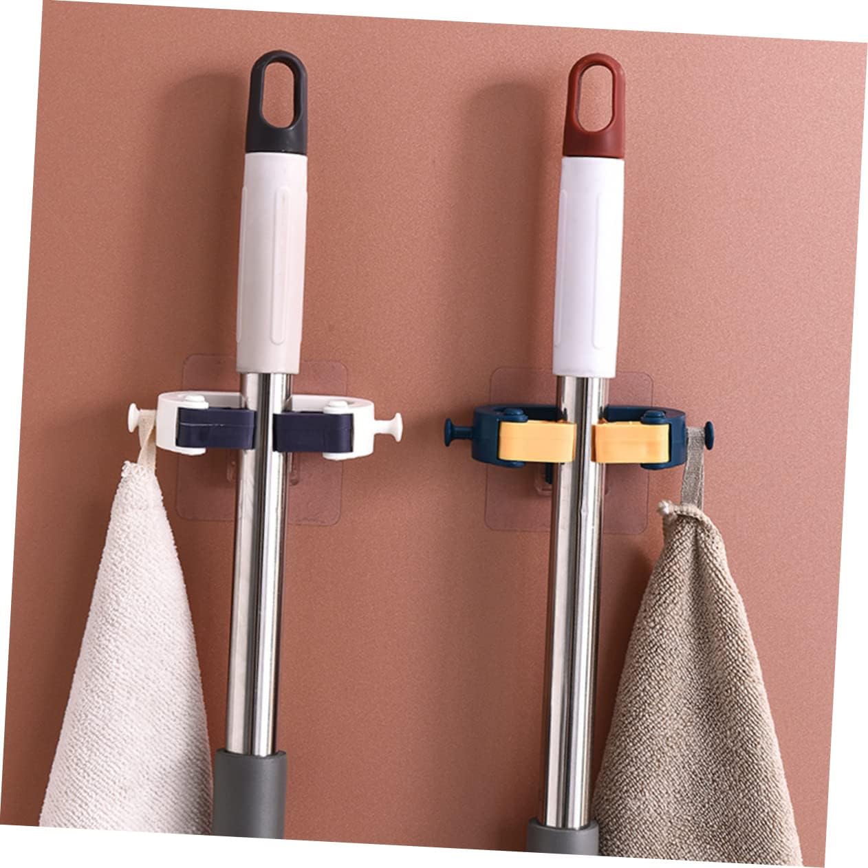 Adhesive Wall Hooks Set of 4 No Drill Hanging System for Kitchen and Garage