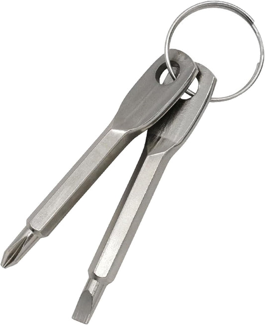 2-in-1 Keychain Screwdriver - Mini Double-Ended Flat & Cross Head