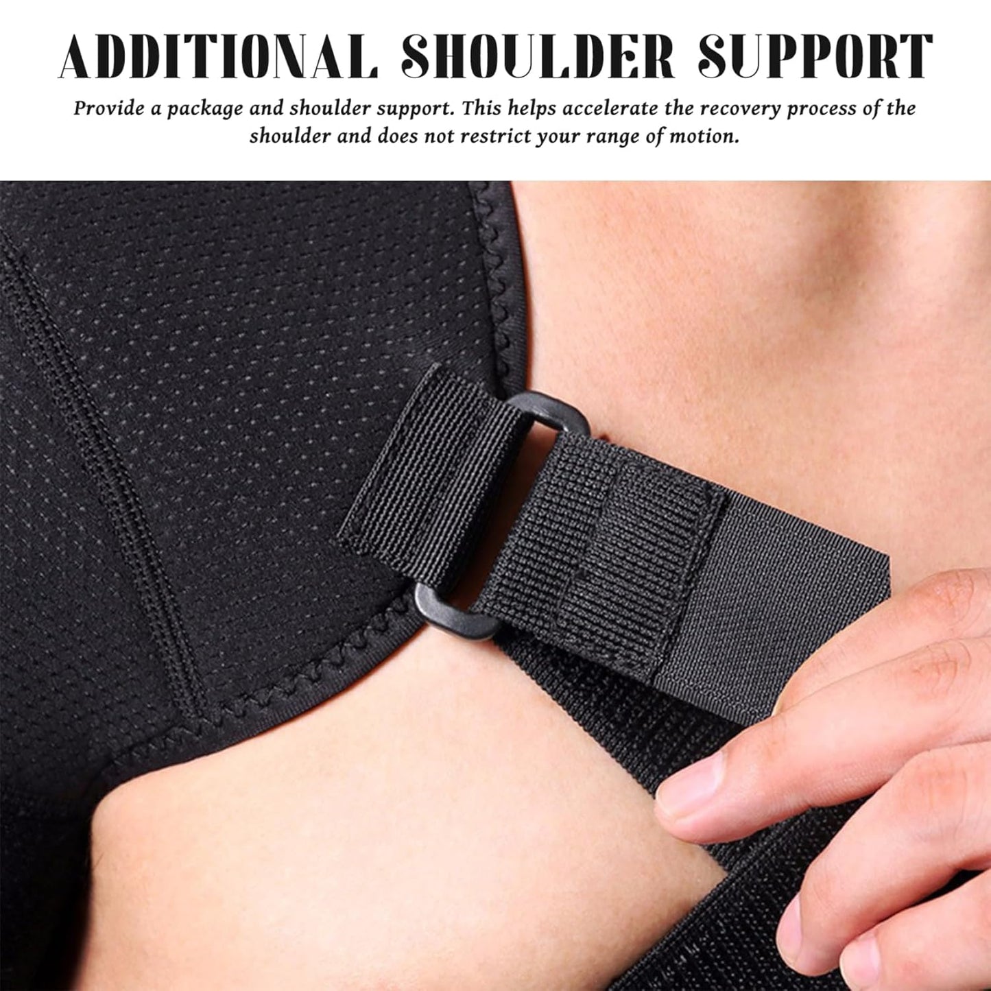 Adjustable Shoulder Support Brace - Black - Breathable Protective Shoulder Sleeve for Sleeping, Sports & Daily Use