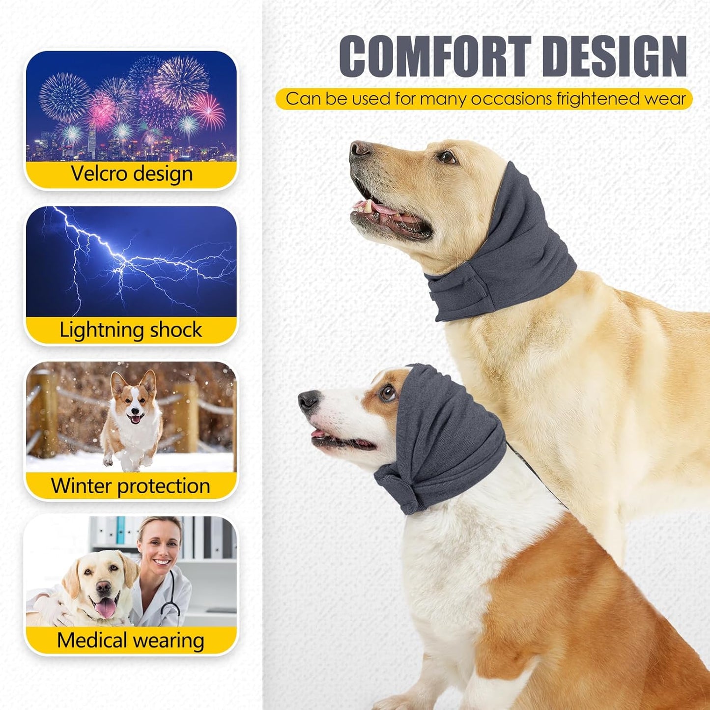 Dog Ear Protection Headband - Purple - Medium Size - Noise Reducing Pet Ear Cover for Dogs