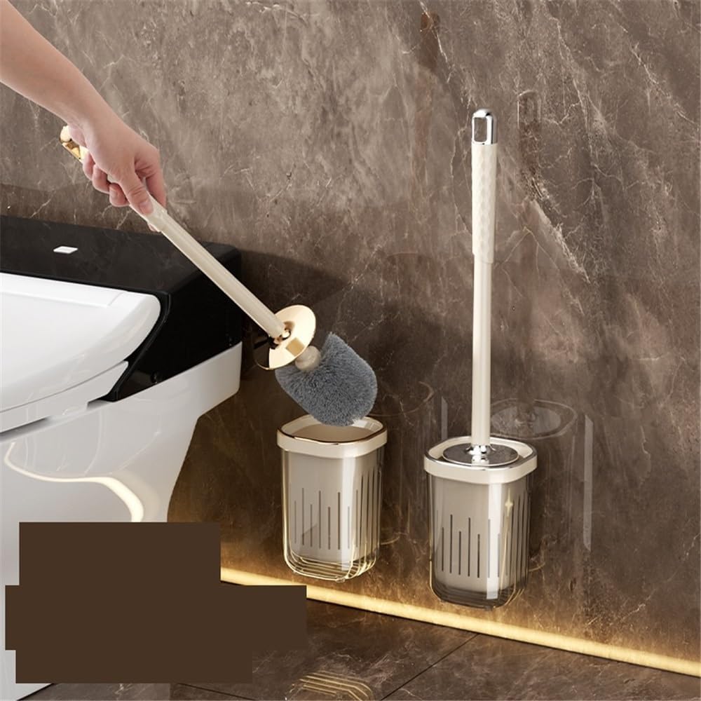 Compact Toilet Brush with Long Handle Wall Mounted No Drilling Bathroom Cleaning Tool Anti-Splash Design