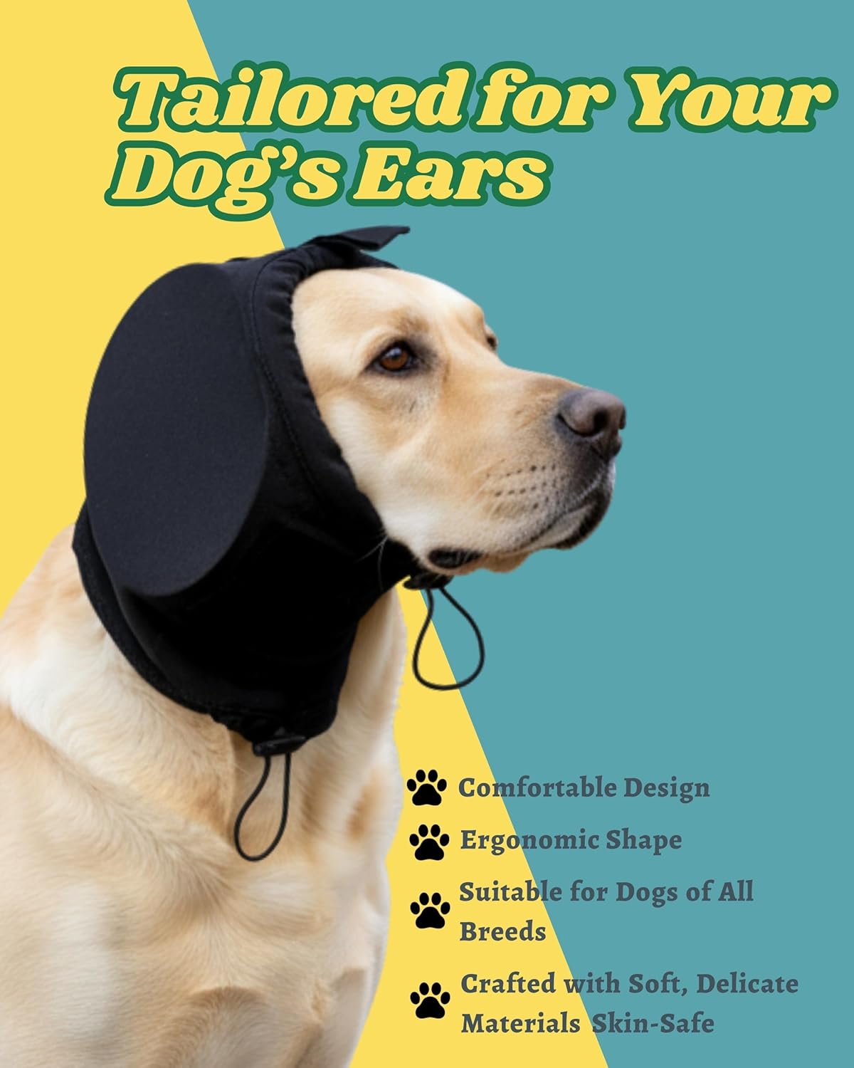 Dog Ear Muffs Soundproof Noise Reduction Ear Protection Warm for Medium Dogs Black 1 Piece