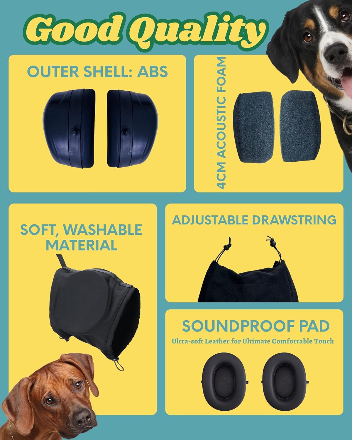 Dog Ear Muffs Noise Reduction Hearing Protection Warm XL Black 1 Piece