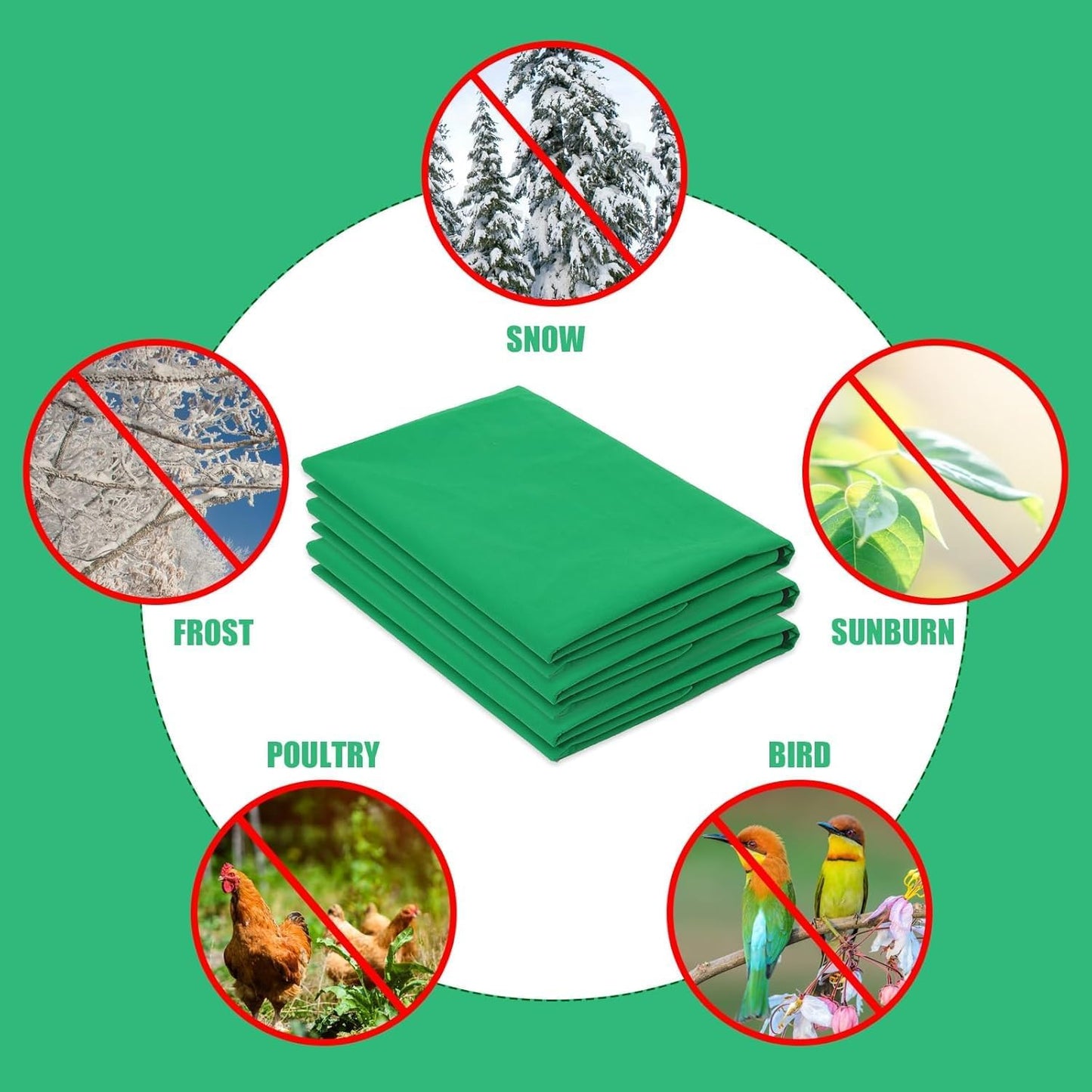 Winter Plant Frost Protection Covers 120x180cm Green 2 Pack Durable Garden Tree Shrub Cold Weather Shield