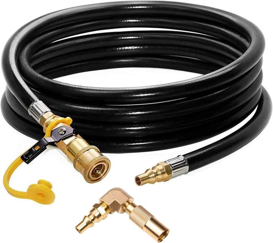 12ft RV Propane Quick Connect Hose with Elbow Conversion Fitting