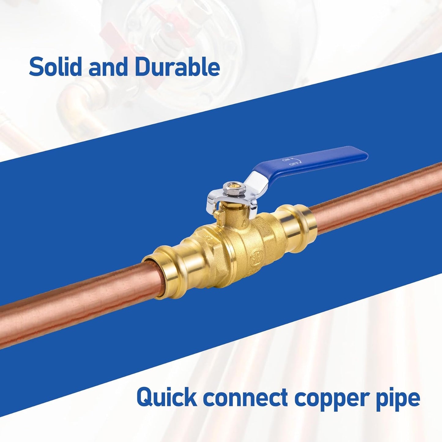 3/4 in Lead-Free Press Ball Valve,Press into 3/4"Copper Tubing Connection