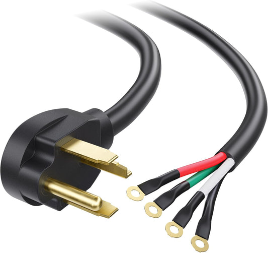 4 Prong Dryer Cord - 10ft, Supports 30A/250V/7500W, 10AWG, NEMA 14-30P