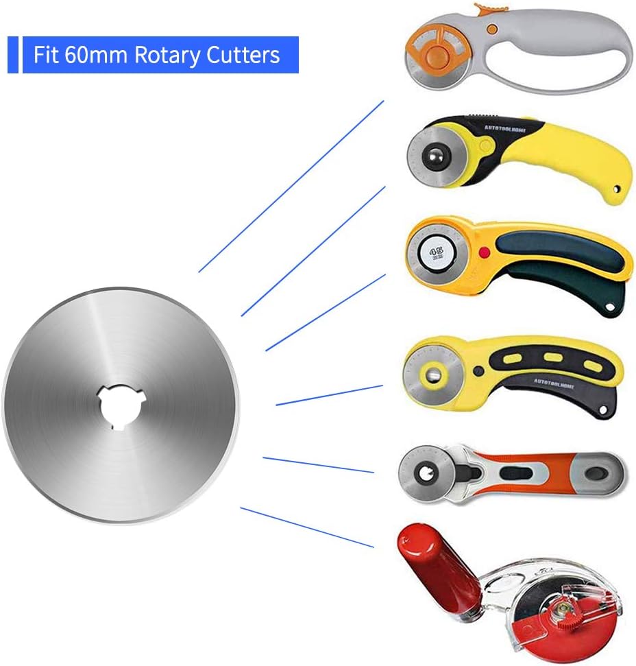 60mm Rotary Cutter Blades,  10PCS Premium Spare Replacement Cutting