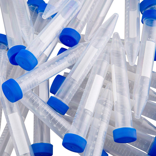 Ackers Conical Centrifuge Tubes 15mL, 100 Pcs Sterile Plastic Test Tubes