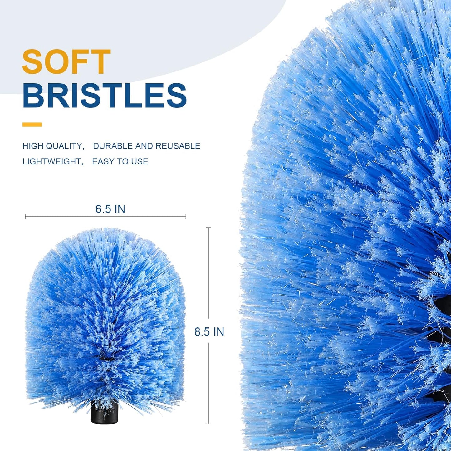 Twist-On Cobweb Duster Head Brush, Fits Standard 3/4 inch Threaded Poles, Attachment Spider Web Duster Brush for Outdoor & Indoor Cleaning