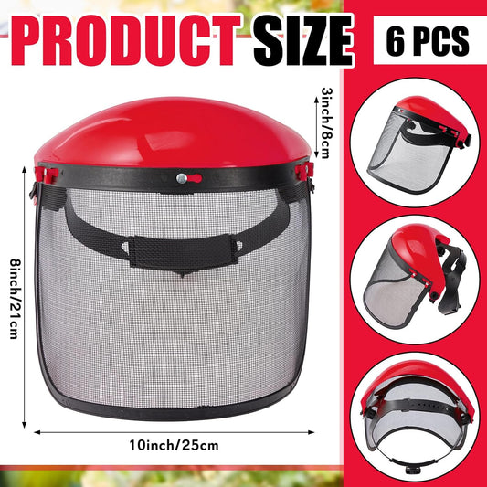 Amylove 2 Pcs Safety Face Shield with Mesh Weed Whacking Face Shield Masks Chainsaw Gardening Weed Mover Protection (Red)