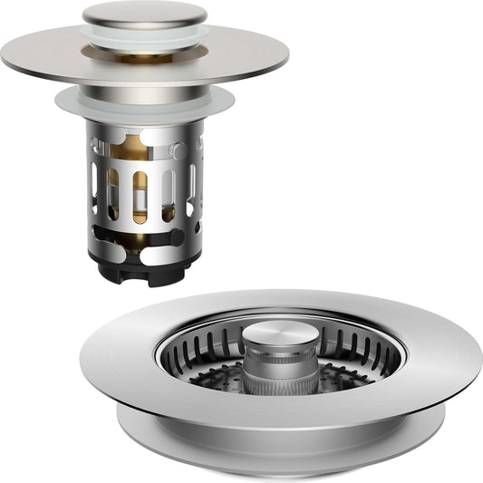 Upgraded 3 in 1 Bathroom and Kitchen Sink Drain Strainer